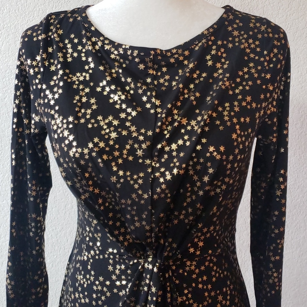 Michael Kors Black & Gold Metallic Stars Print Dress Size S - Picture 4 of 8